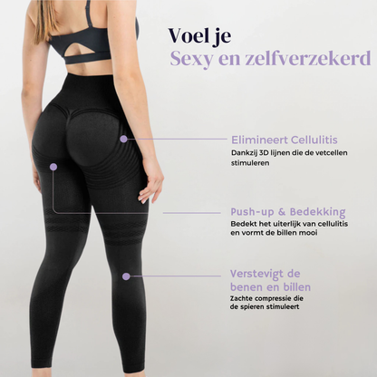 Dames Legging Zwart met Compressie en Anti Cellulitis Eigenschappen