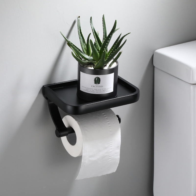 Zwarte Wandtoiletrolhouder Nagelvrij voor Badkamer - Velinix