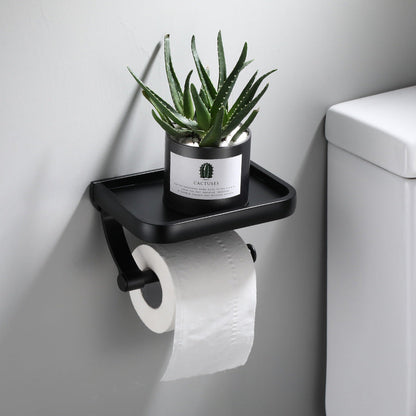 Zwarte Wandtoiletrolhouder Nagelvrij voor Badkamer - Velinix