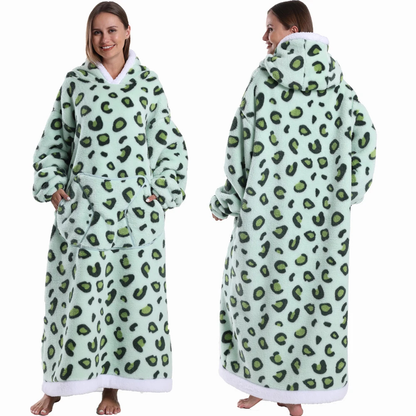 Oversized Flanel Deken Hoodie Warm en Zachte Draagdeken