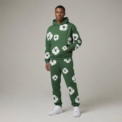 Heren Trainingspak Comfortabel Bloemenprint Sportoutfit