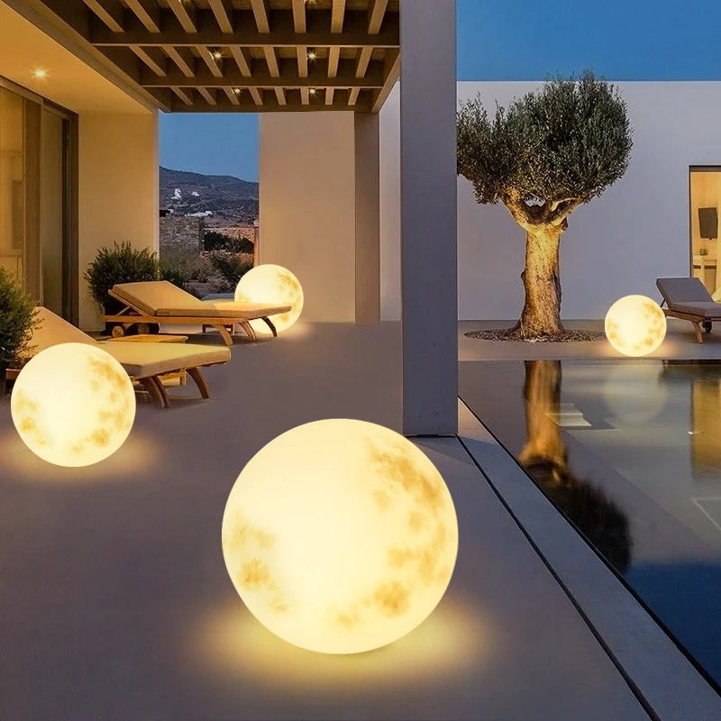 Maanvormige Tuinlamp Zilveren LED Verlichting