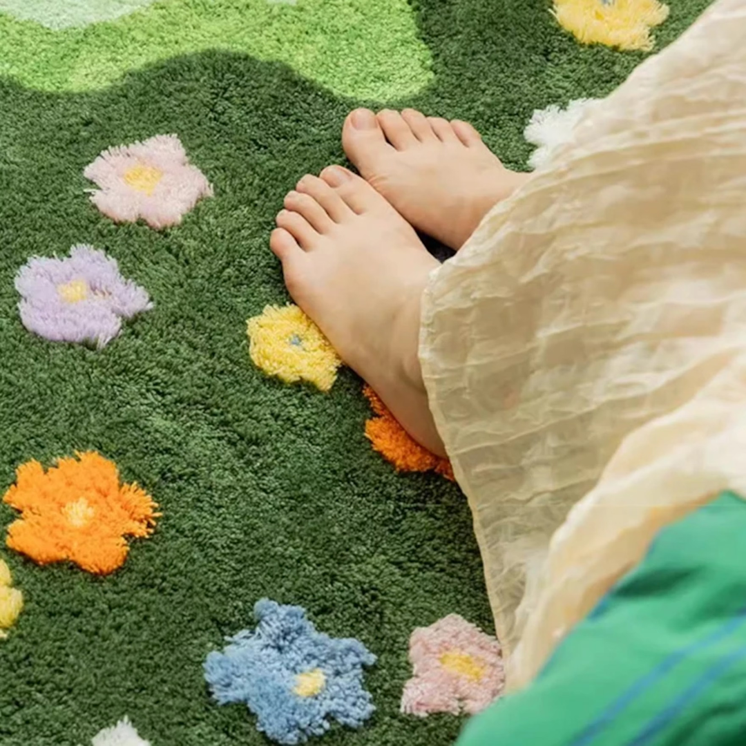 Bloemen Vloerkussen Zachte Vloermat voor Woonkamer en Slaapkamer