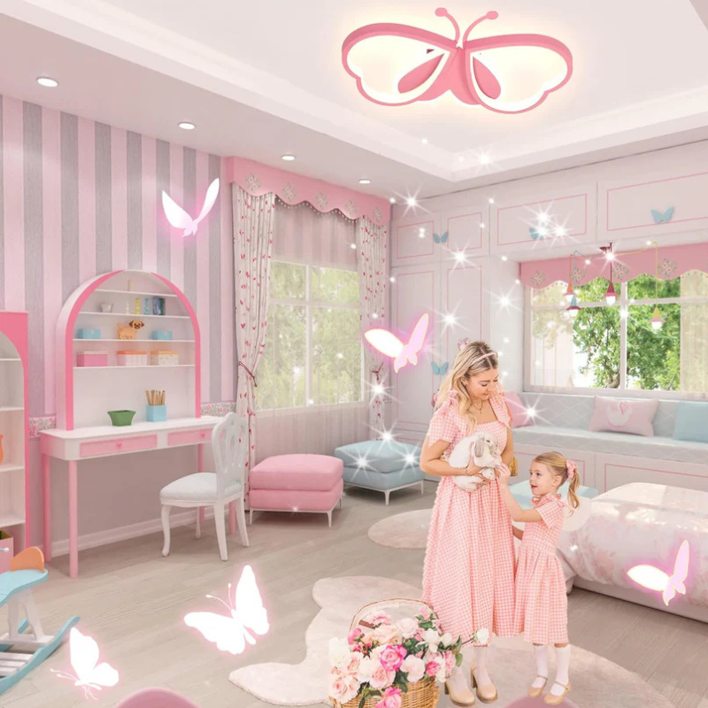 Kleurrijke LED Plafondlamp voor Kinderkamer Roze Design
