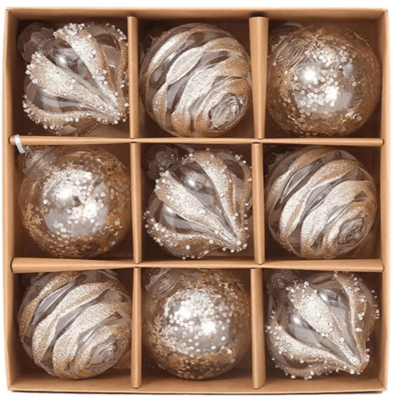 Kerst Decoraties - Set van 9 Kunststof Ornamenten Sneeuwvlok en Balloon