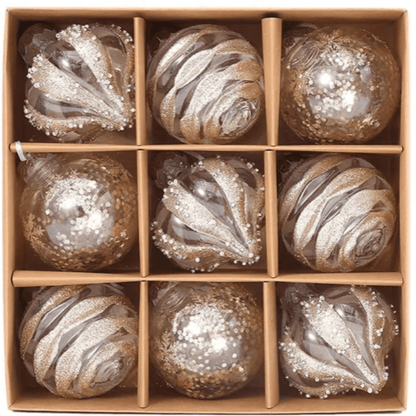 Kerst Decoraties - Set van 9 Kunststof Ornamenten Sneeuwvlok en Balloon