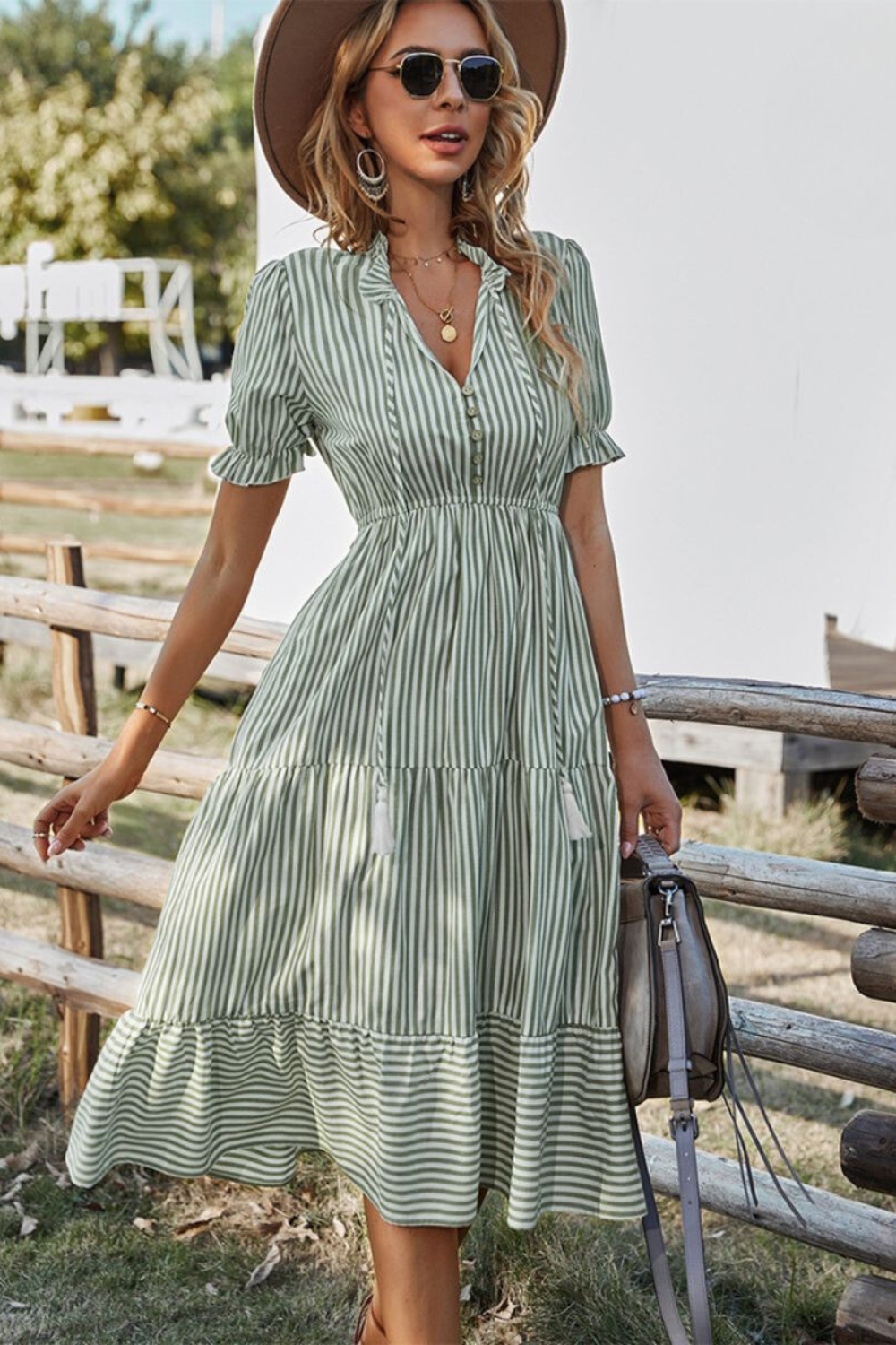 Variant image for Emily™ – Vrouwen Midikleed V-Hals Ademend Comfort met Elastische Taille-9