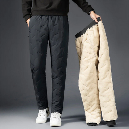 Heren Fleece Broek Dubbele Laag Stijlvol Warm