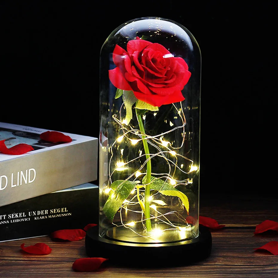 LED Rooslamp Rood Verlichting in Glazen Fles