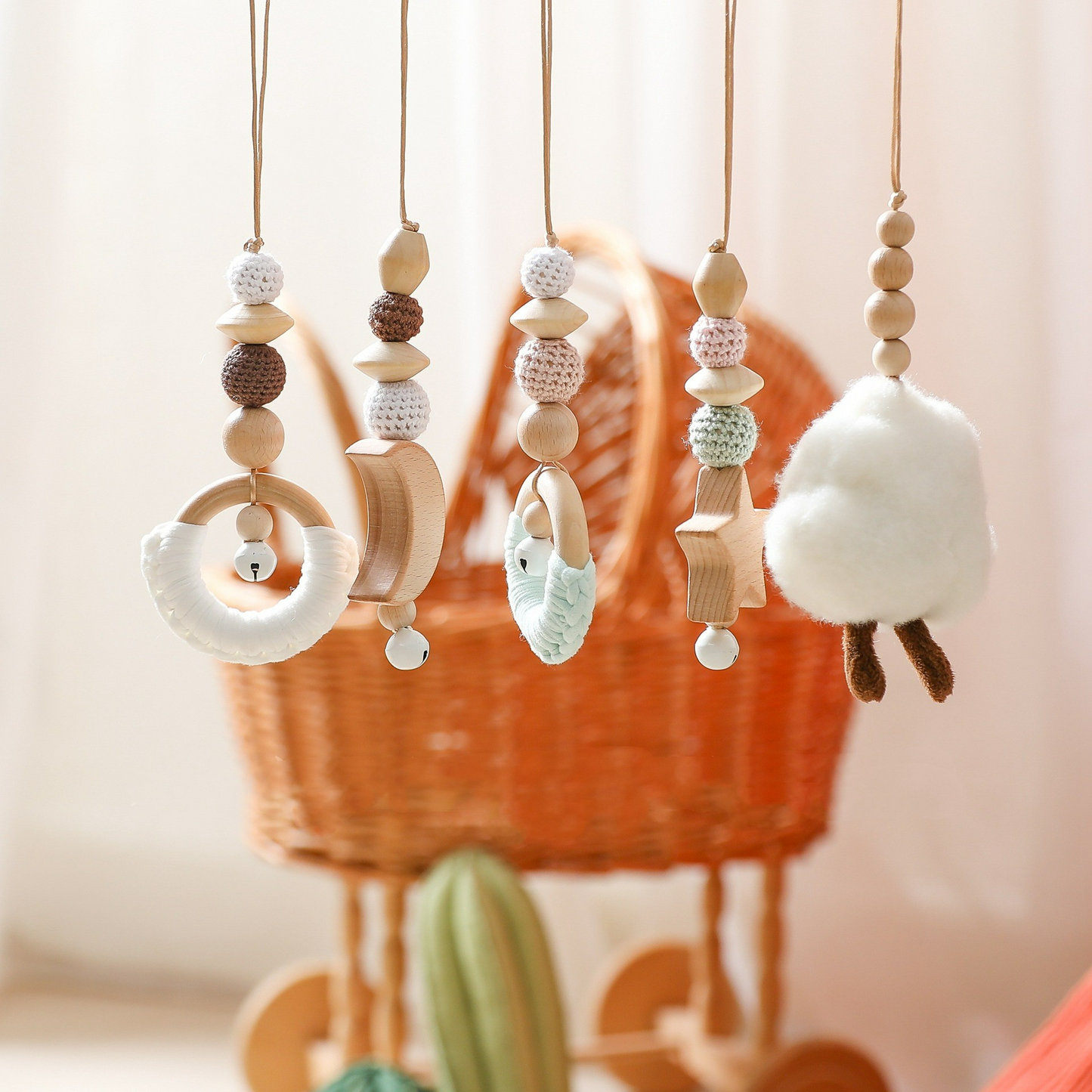 Baby Activiteitenboog Houten met Hangspeelgoed voor Peuters