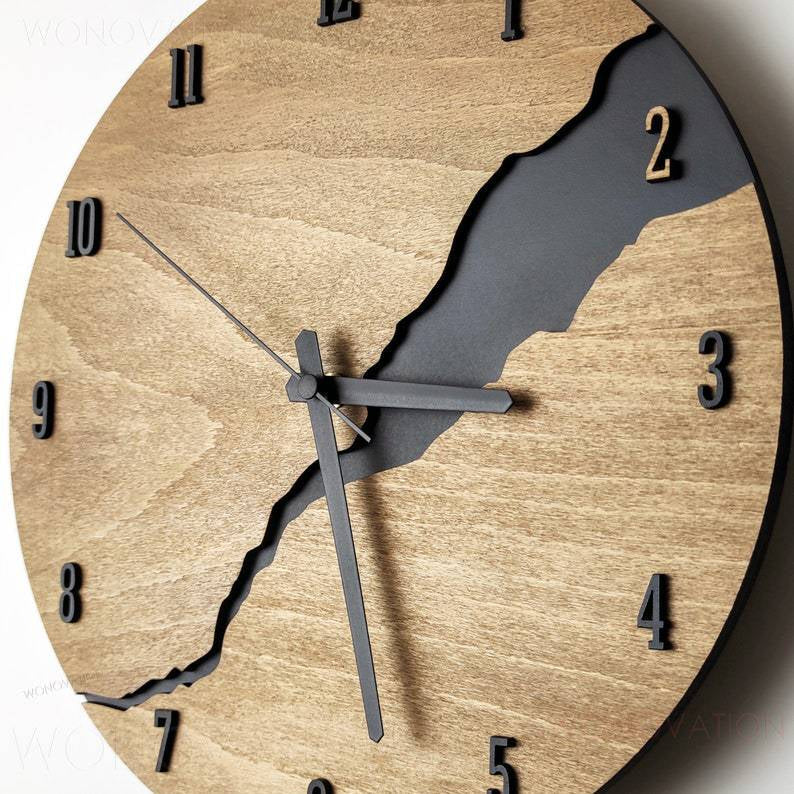 Houten Wandklok Modern Minimalistisch Design voor Woonkamer