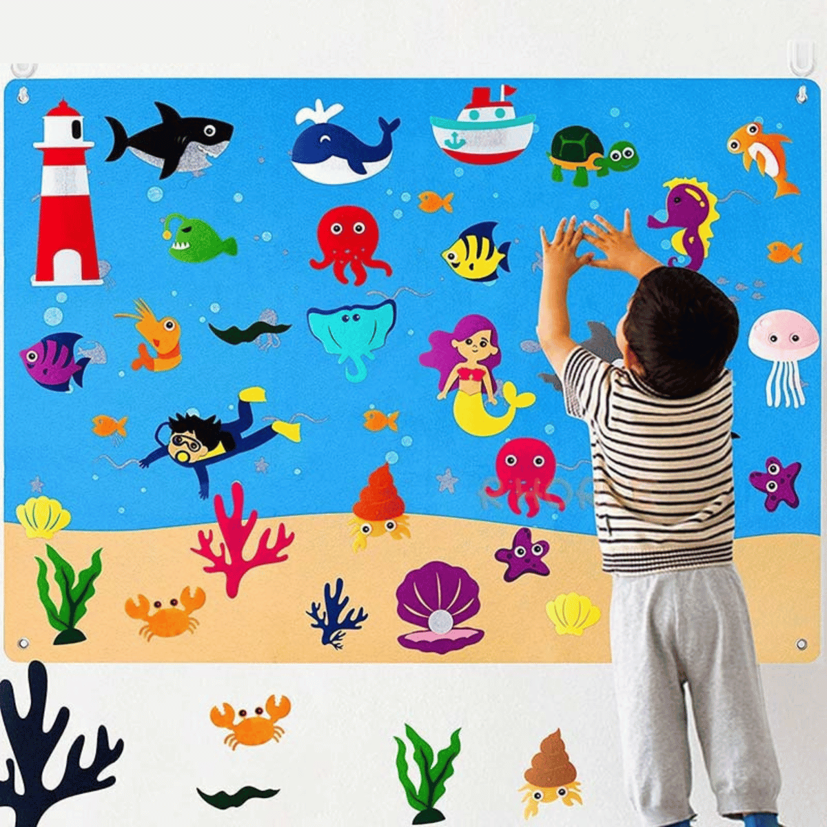 Viltbord voor Kinderen met Dierenfiguren Interactief Speelbord