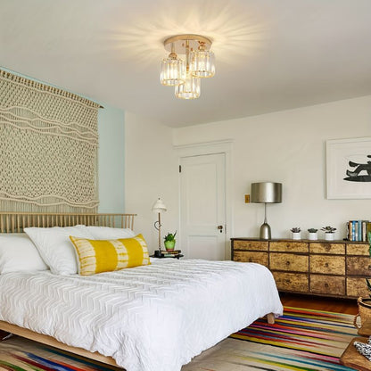 Kristallen Plafondlamp Glazen Kap Luxe Design