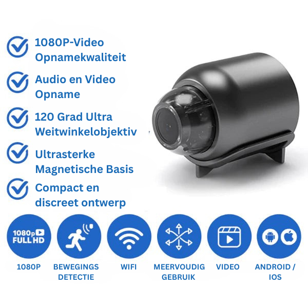 WiFi Beveiligingscamera Full HD met Nachtzicht en Bewegingsdetectie