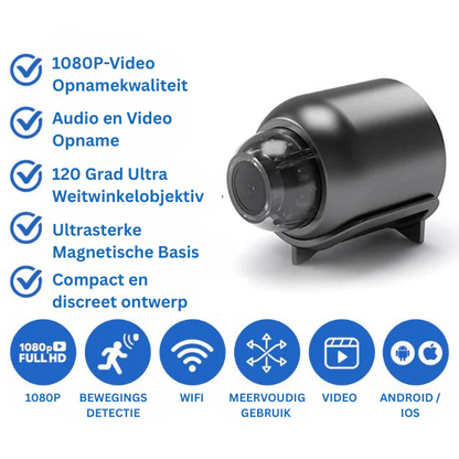 WiFi Beveiligingscamera Full HD met Nachtzicht en Bewegingsdetectie