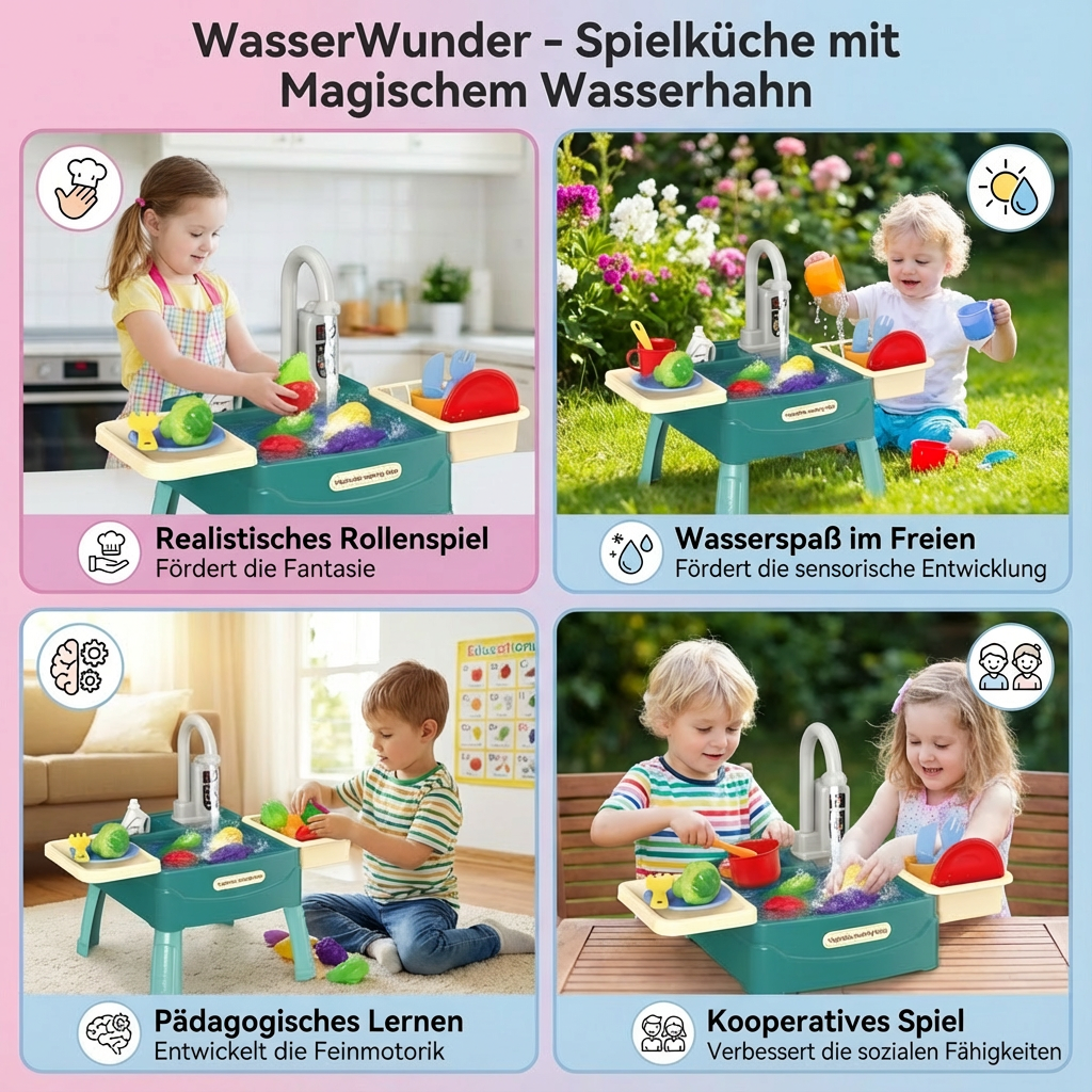 Kinder Speelkeuken met Kraan en Accessoires