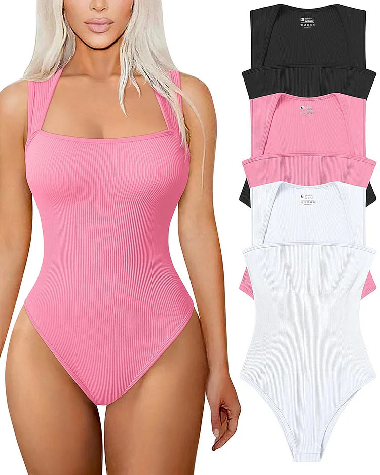 Chic Bodysuit Ribbel Ribbelpatroon Zelfverzekerd Maatkleding - Velinix