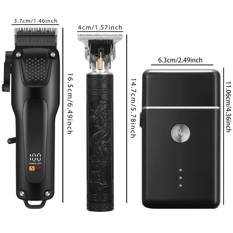 Draadloze Mannen Trimmer Set met LED-display en USB-oplaadbaar