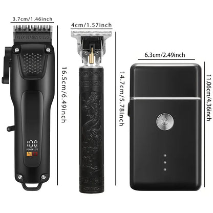 Draadloze Mannen Trimmer Set met LED-display en USB-oplaadbaar