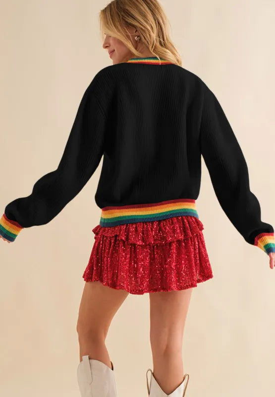 Kersttrui Regenboog Rand Fel en Vrolijk