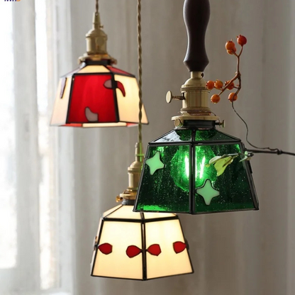 Elegante Hanglamp van Walnoothout en Glas