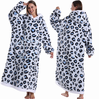 Oversized Flanel Deken Hoodie Warm en Zachte Draagdeken