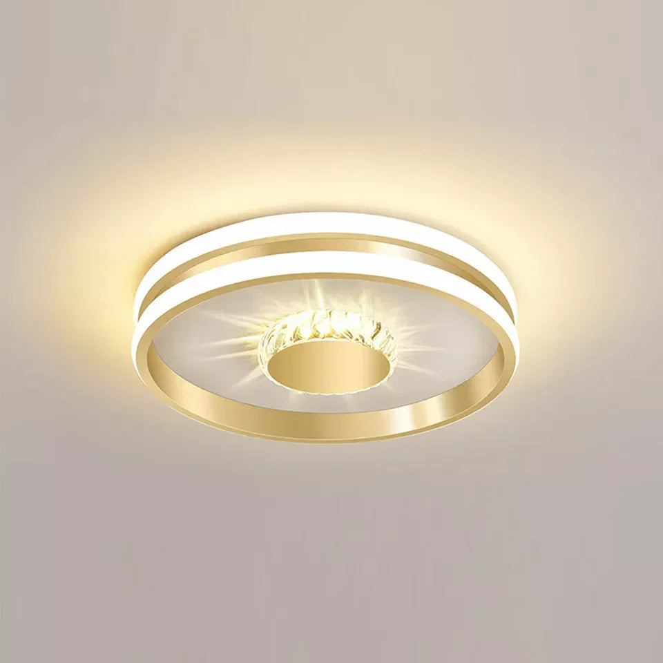 LED Plafondlamp Goud Kleur met Kristallen voor Slaapkamer en Hal