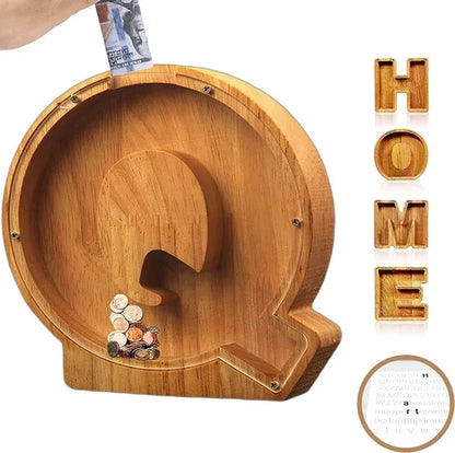 Houten Spaarpot Gepersonaliseerd met Naam of Initialen