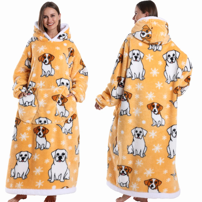 Oversized Flanel Deken Hoodie Warm en Zachte Draagdeken