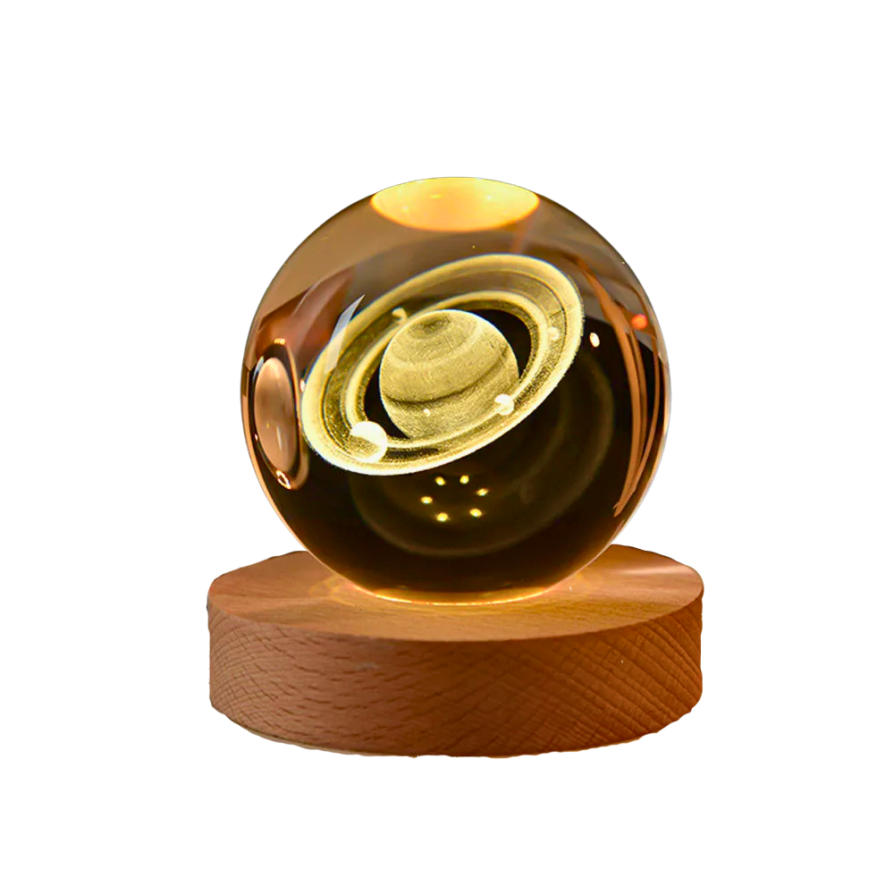 Kristallen Bol Zonnestelsel 3D Gravure Woondecoratie
