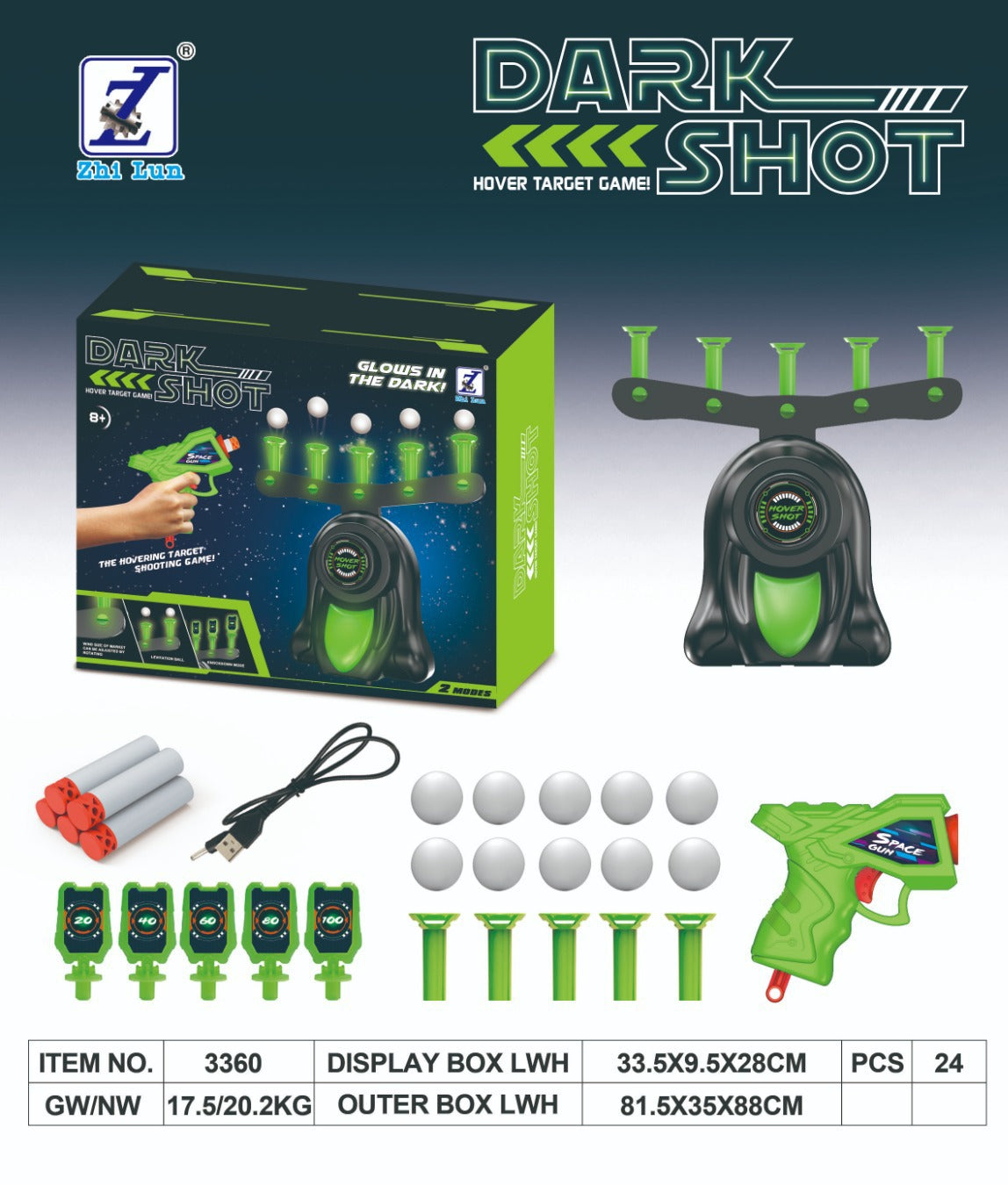 Glow-in-the-Dark Schietset voor Kinderen met Doelen