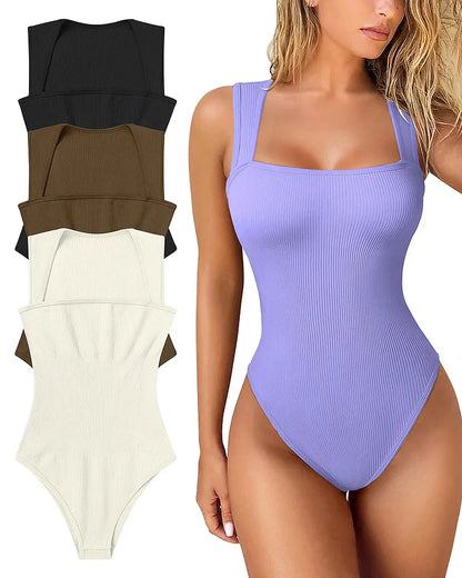 Chic Bodysuit Ribbel Ribbelpatroon Zelfverzekerd Maatkleding