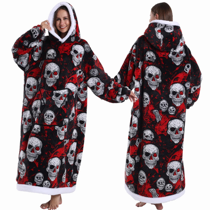 Oversized Flanel Deken Hoodie Warm en Zachte Draagdeken - Velinix