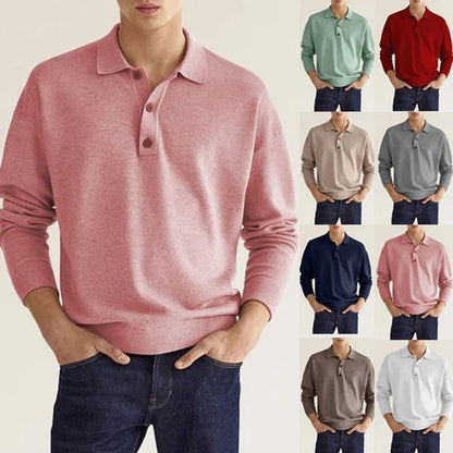 Mannen Poloshirt Lange Mouw Klassiek Stijlvol