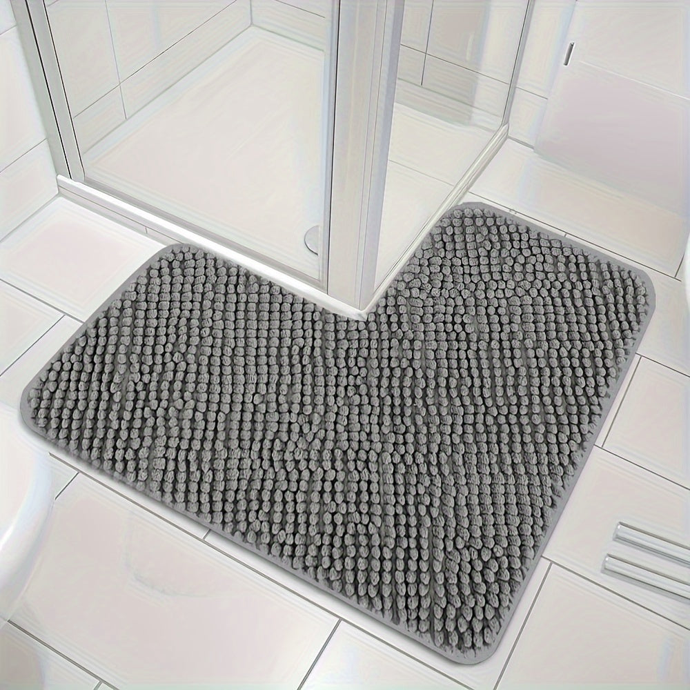 Zachte L-vormige Badmat Antislip met Pluche Opdruk - Velinix