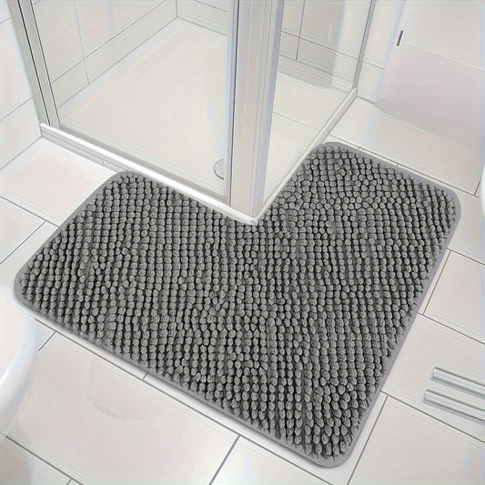 Zachte L-vormige Badmat Antislip met Pluche Opdruk - Velinix