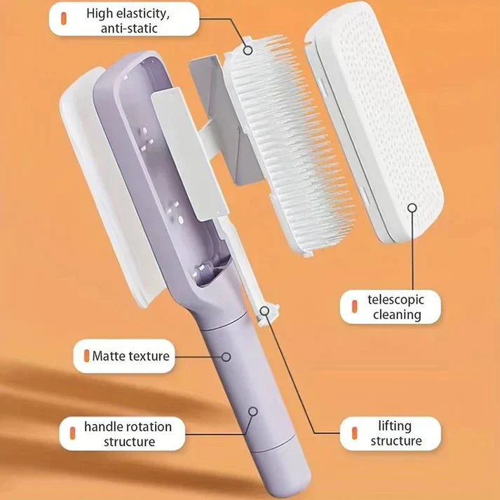 Haarborstel Zelfreinigend 4-in-1 Glad en Glaanzend Haar