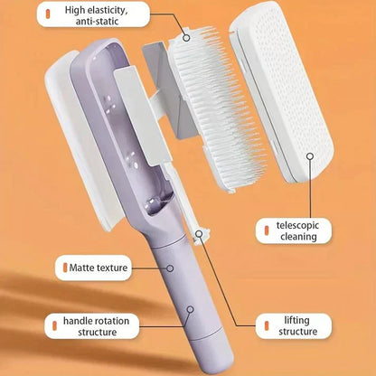 Haarborstel Zelfreinigend 4-in-1 Glad en Glaanzend Haar