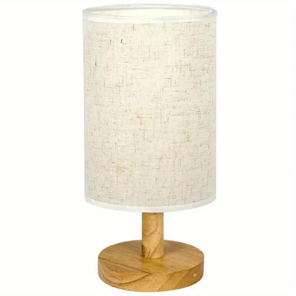 LED Tafellamp Houten Basis Stoffen Kap Minimalistisch Design