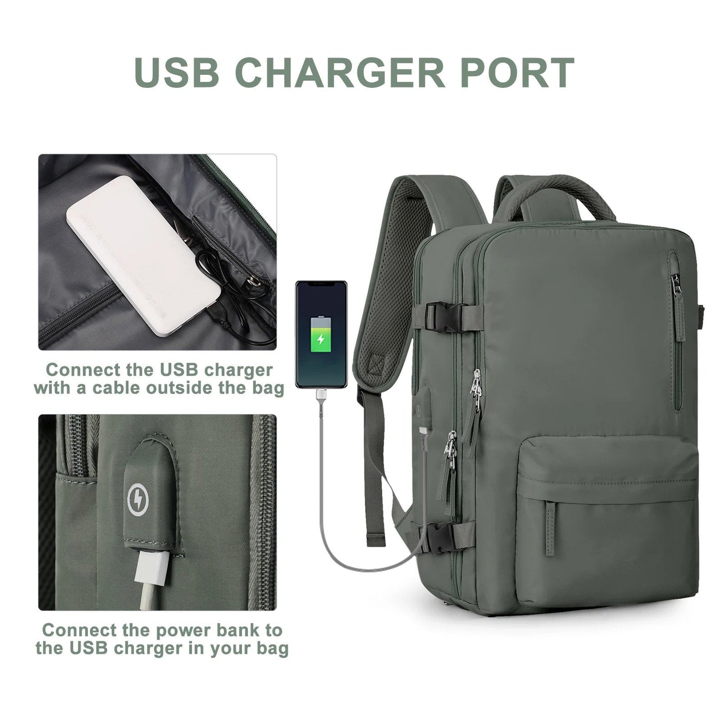 Dames Reisrugzak Waterdicht met USB Oplaadpunt en Diefstalbeveiliging