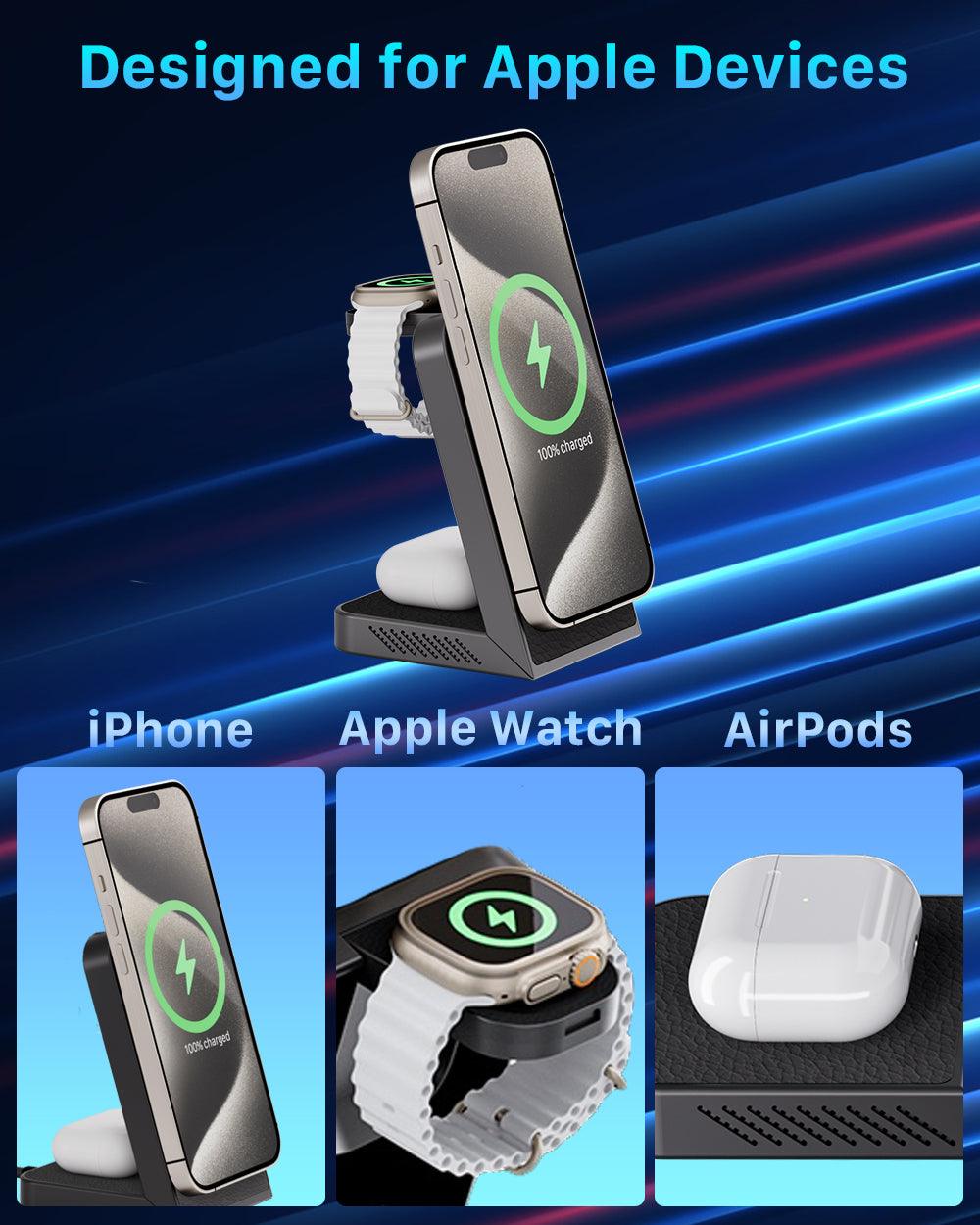Draadloze Oplader 3-in-1 Snellaadstation voor Telefoon en Accessoires