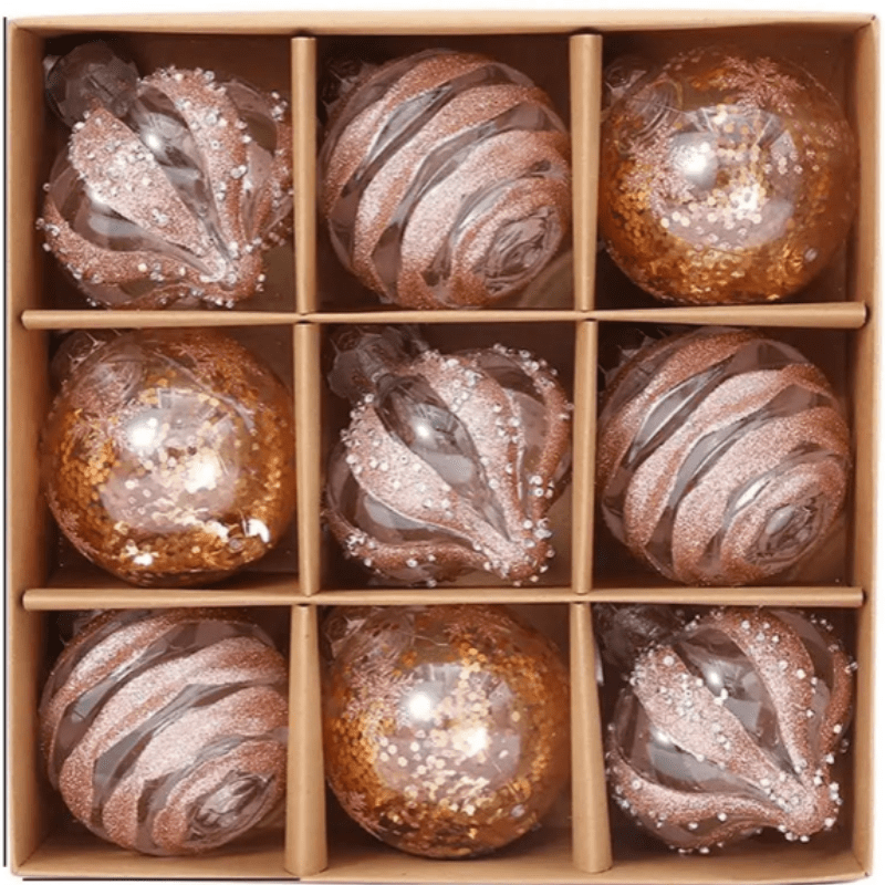 Kerst Decoraties - Set van 9 Kunststof Ornamenten Sneeuwvlok en Balloon