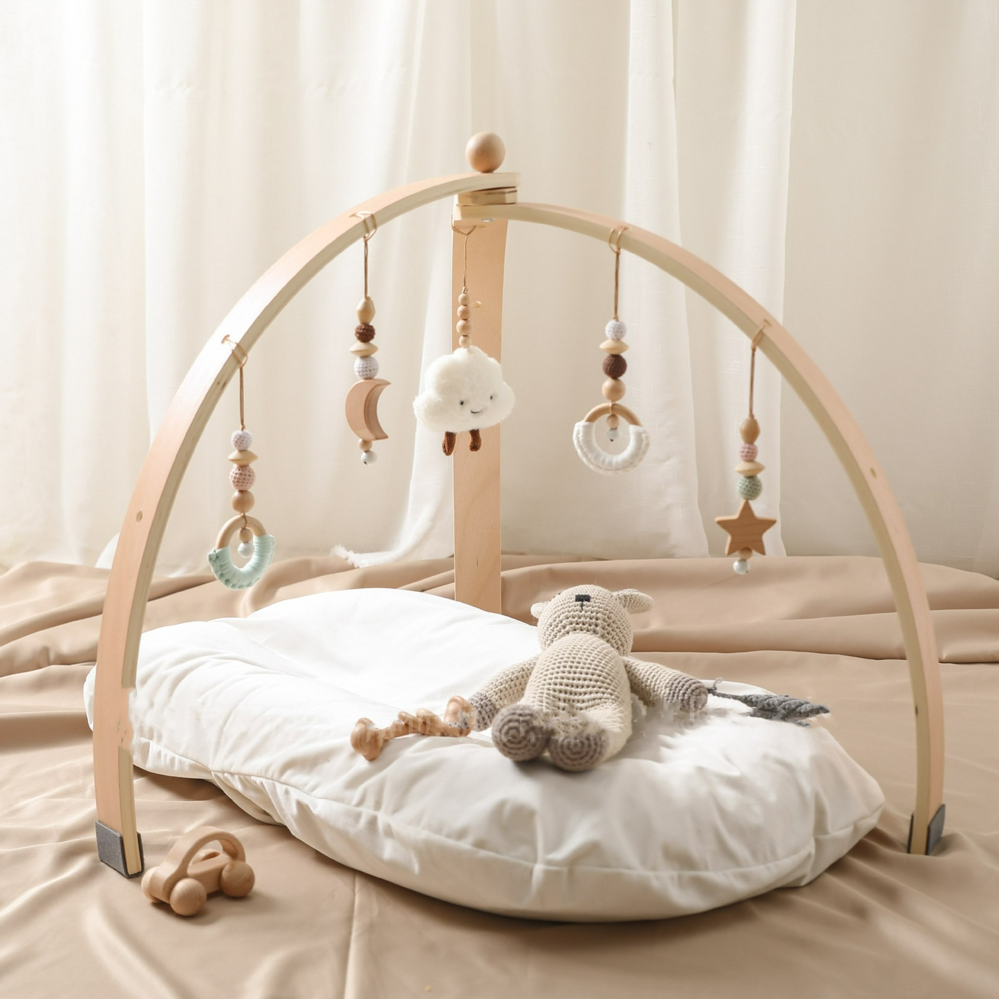 Baby Activiteitenboog Houten met Hangspeelgoed voor Peuters - Velinix