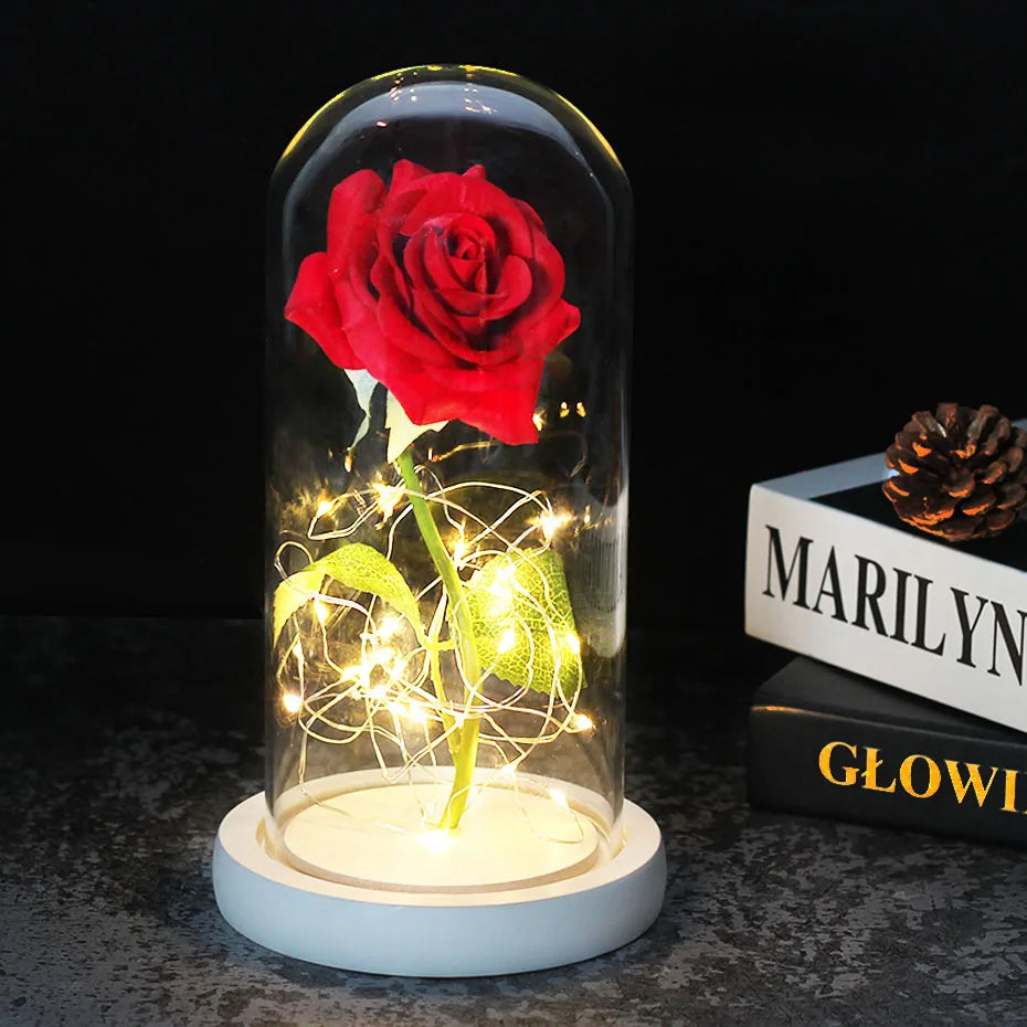 LED Rooslamp Rood Verlichting in Glazen Fles
