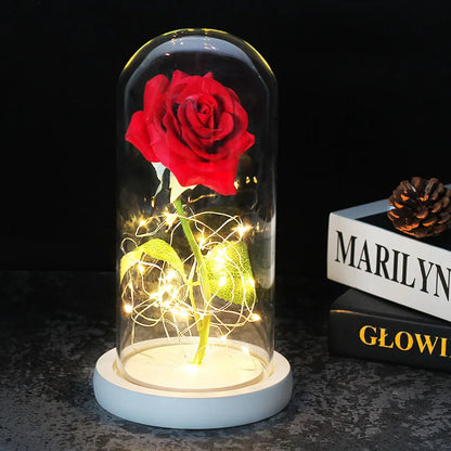LED Rooslamp Rood Verlichting in Glazen Fles