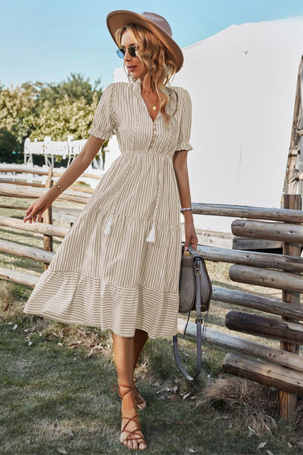 Emily™ – Vrouwen Midikleed V-Hals Ademend Comfort met Elastische Taille-5