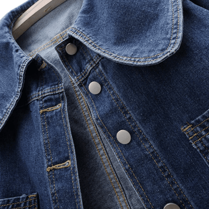 Donkere Blauwe Denim Jas met Sailor Kraag