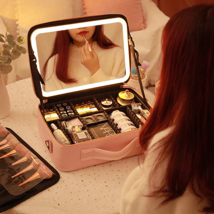 Draagbare LED Beauty Case met Verstelbare Spiegel