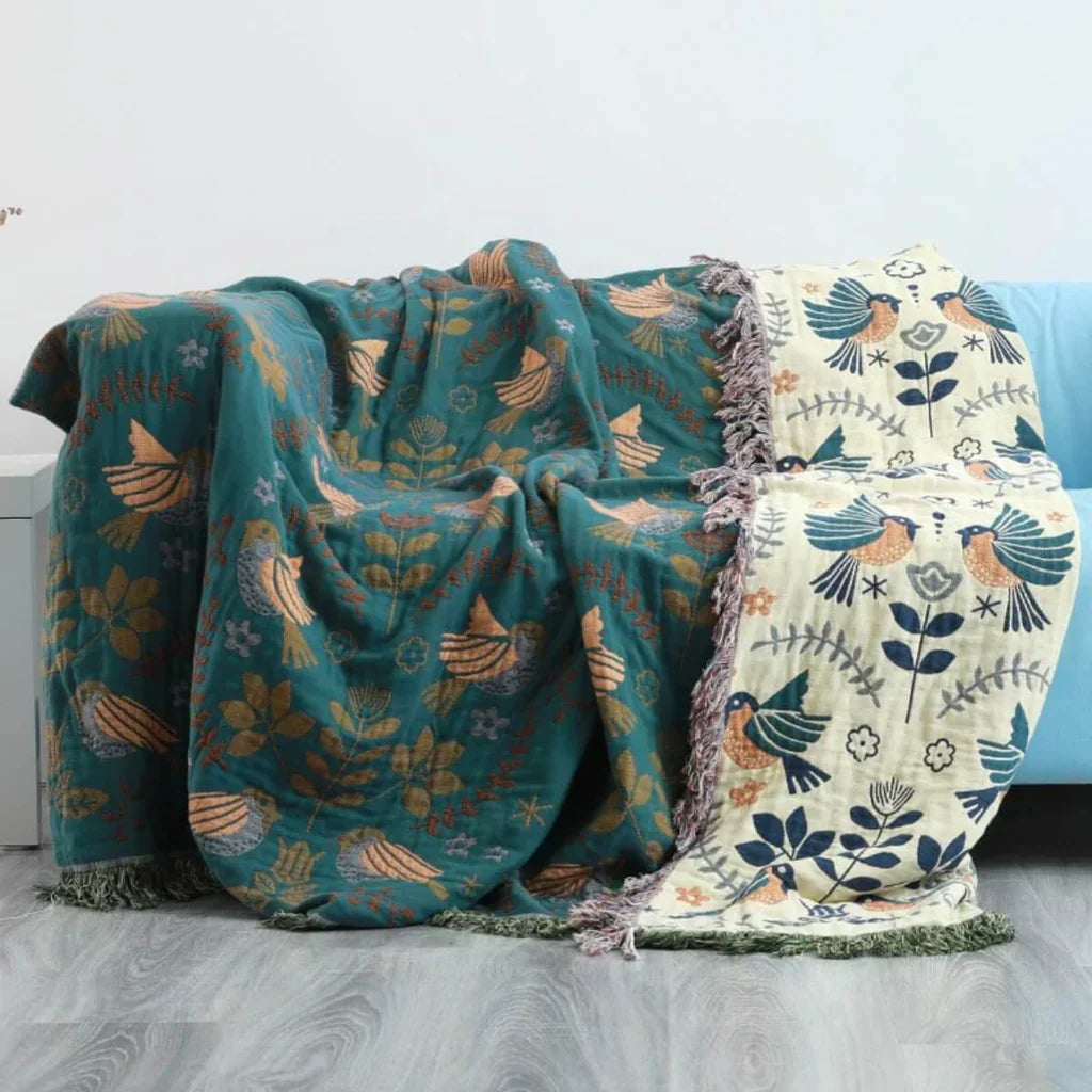 Omkeerbare Deken Scandinavisch Design met Vogelprint