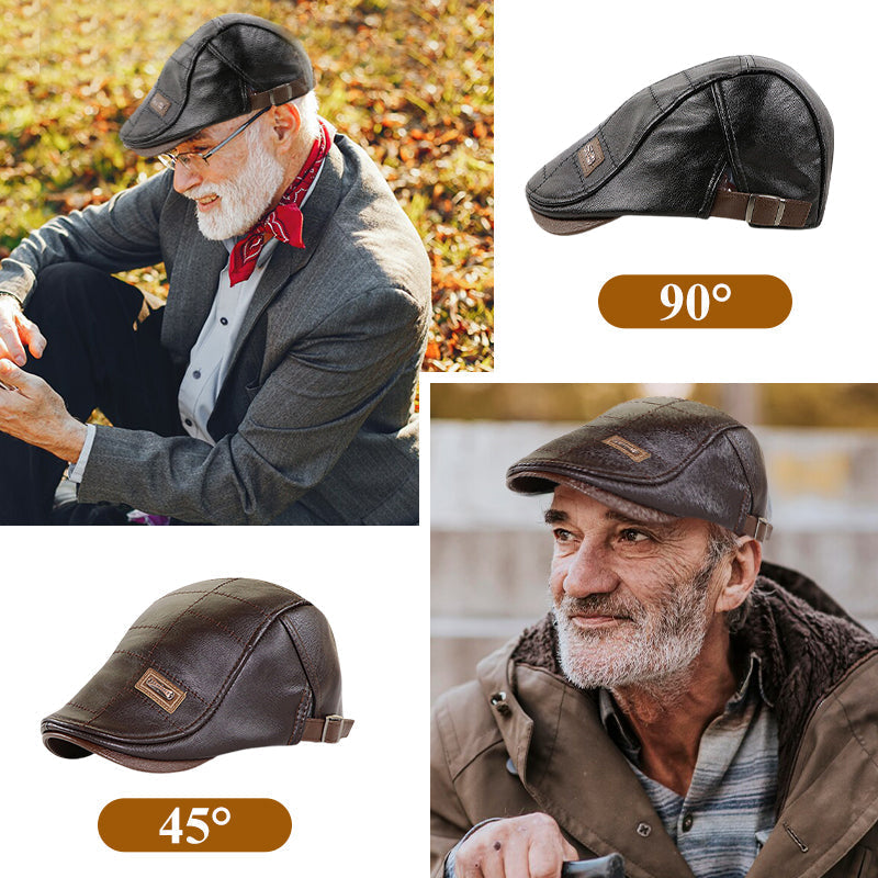 Leren Baret Pluche Warme Winter Accessoire